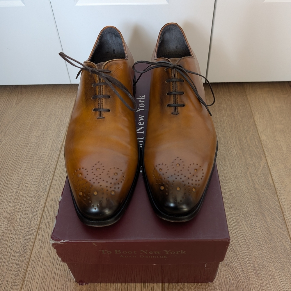 To Boot New York Bateman Cognac Wholecut Oxford Shoes Sz 8